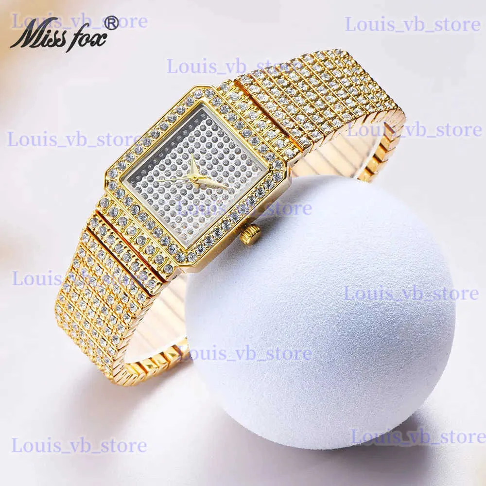 Andra klockor Små kvinnor Stylish Luxury Gold Diamond Bling Party Jewelry Ladies Dress Quartz Es Elegant Clock Female Gift T240330