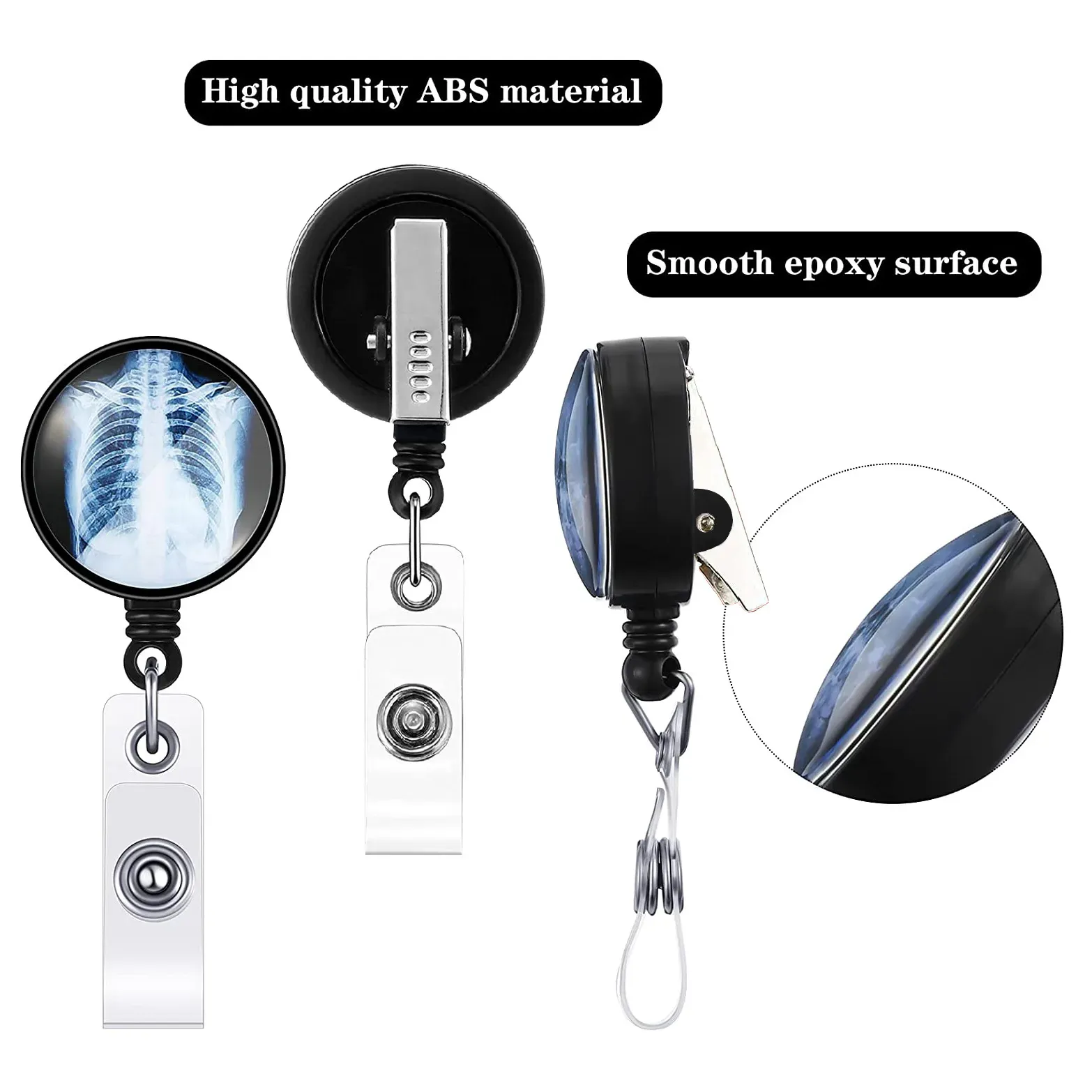 6 Pcs Black Girl Nurse Badge Holder Reels – Retractable ID Clip For Nurses, CNA, Medical Staff