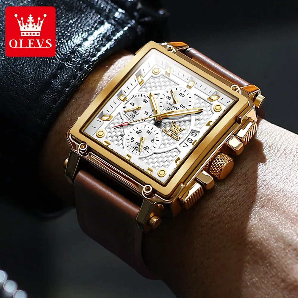 OLEVS Mens Square Quartz Tag Monaco Chronograph Watch Top Brand Waterproof Luminous Date Luxury Timepiece From Ddmydesign 307.96 DHgate.Com