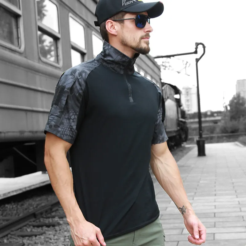 Mens Camo Tactical T-Shirt: Quick Dry Military Shirt for Hunting
