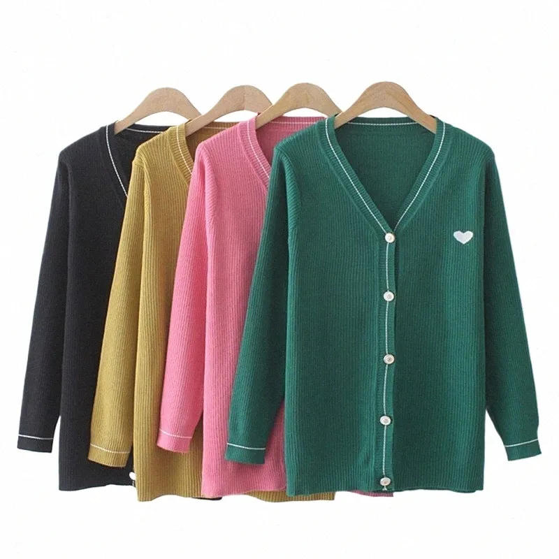 new Autumn Winter Plus Size Knit Tops For Women Large Lg Sleeve Slim Elastic Green V-neck Cardigan Sweater 3XL 4XL 5XL 6XL W9QY#