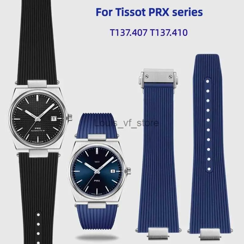 Band 25x12mm för Tissot PRX T137.410 Super Player Fashion Rubber Band Quick Release Sile Strap Armband H240330