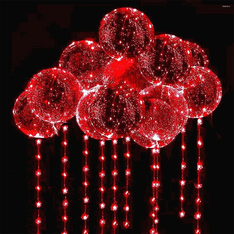 Feestdecoratie 3 sets Valentijnsdag Oplichtende LED Bobo-ballonnen Glow Bubble met lichtslingers Verjaardag Bruiloft Festivaldecoraties