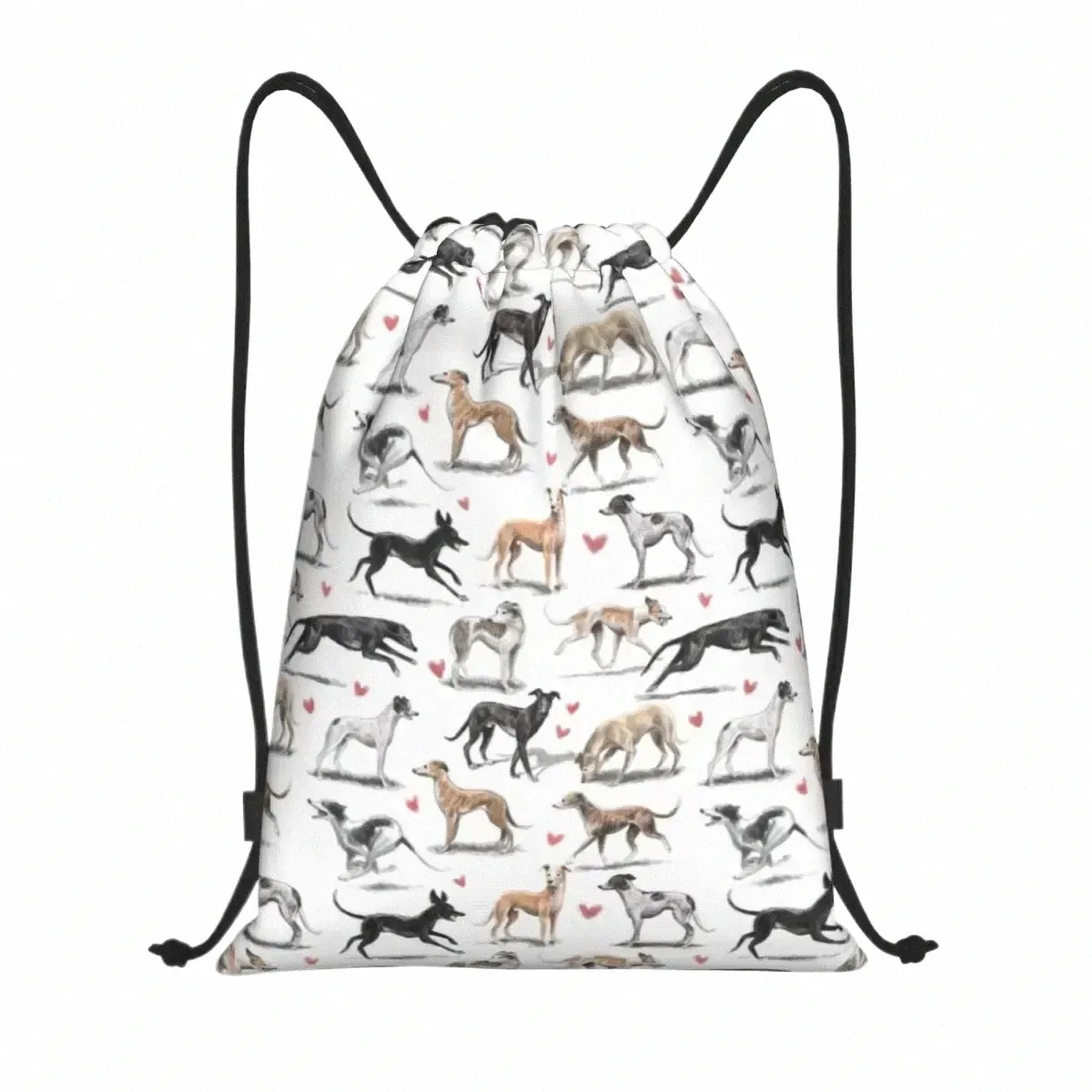 Kawaii Greyhounds desen çizme çantası kadın katlanabilir spor salonu spor sackpack lurcher whippet shippet shippet köpek dükkanı backpacks a2pa#