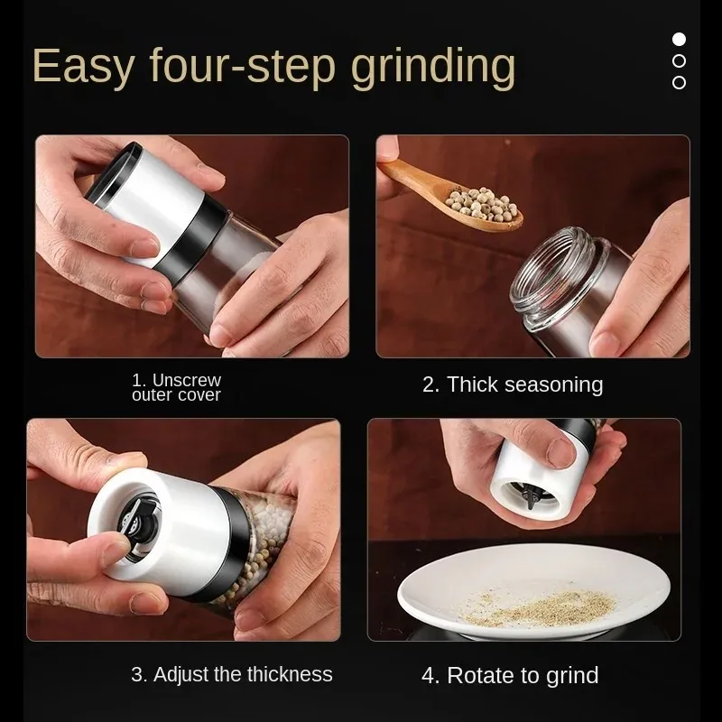 2024 1 pièces Premium Manual Salt Mild Glass Glass Corps Body Grinder réglable Griding Spice Kitchen Tools Methay Manual Salt Grinder pour