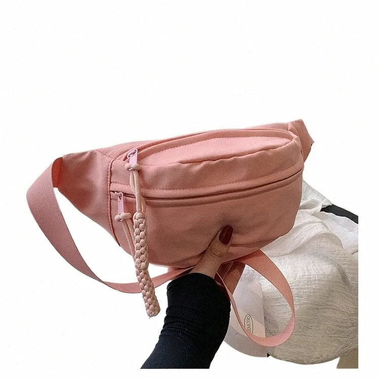 ladies Canvas Crossbody Bags Solid Color Women Sling Waist Pack Tendance 2023 Women's Chest Bag Waterproof Hiking Bag Handbags B6HD#