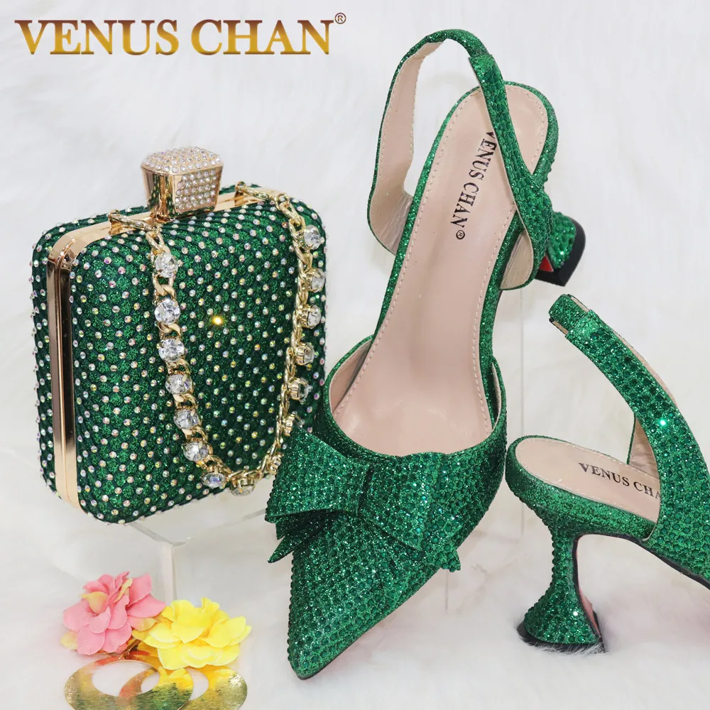 green emerald velvet dress Emerald Green Crystal Heels with Matching Clutch Bag – Becci's Bridal  Designs main image 0