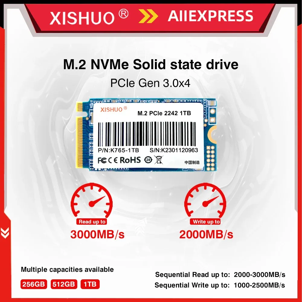 Xishuo M.2 2242 NVMe PCIe 3.0 Internal SSD 256GB 512GB 1TB Solid