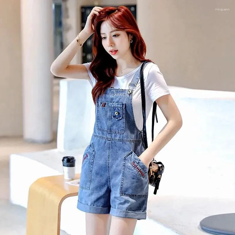 Women's Denim Overalls Shorts Korean Style, Retro Loose Fit, Student  Casual Suspenders Jeans with Pockets, Summer Braces Pants