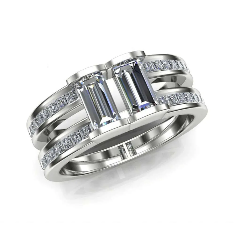 Bague de fiançailles de mariage pour hommes, bijoux personnalisés, bague en or 14 carats, Baguette en diamant Moissanite