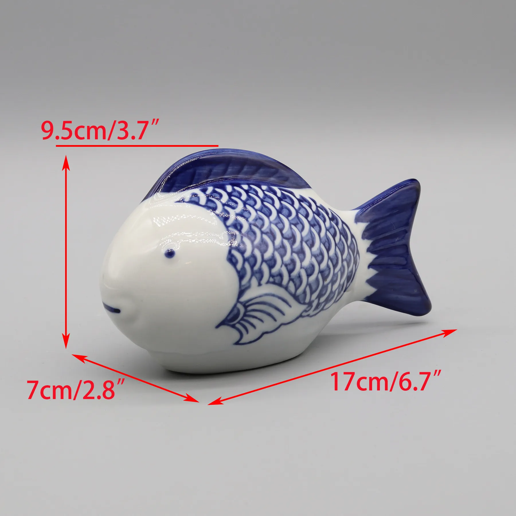 Ceramic Fish, Blue and White Ceramic Figurine, Garden and Home Decoration