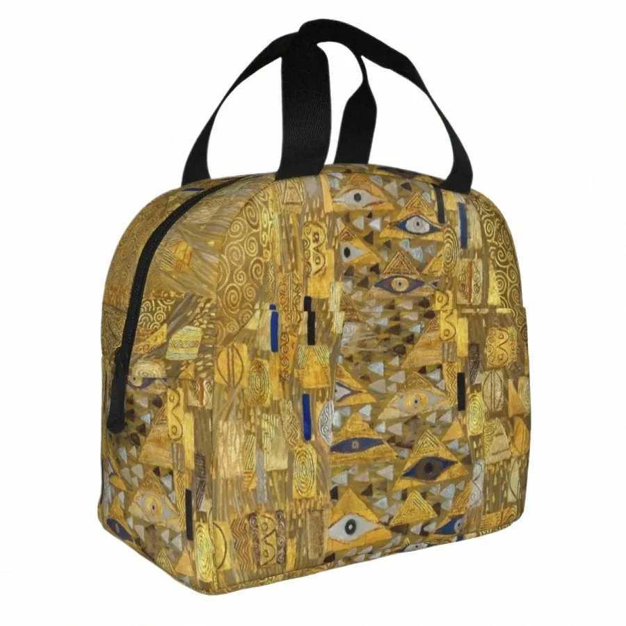 Gustav Klimt Portrait of Adele Bloch-Bauer isolerad lunchväska stor återanvändbar kylväska Lunchlåda Tote Office Outdoor Food Bag L92i#