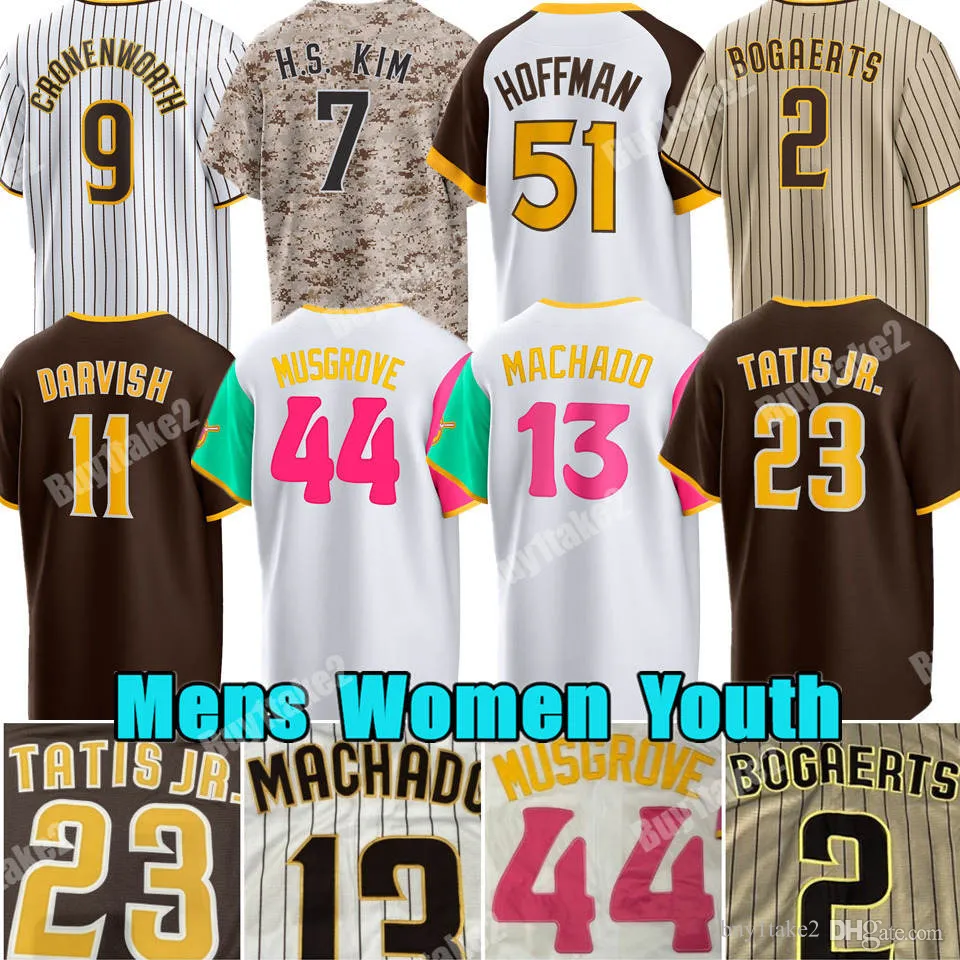 Custom 23 Fernando Tatis Jr. Jersey de béisbol Manny Machado Yu Darvish San Diego Jake Cronenworth Xander Bogaerts Padres Joe Musgrove HA-Seong Kim Dylan Cease Merrill