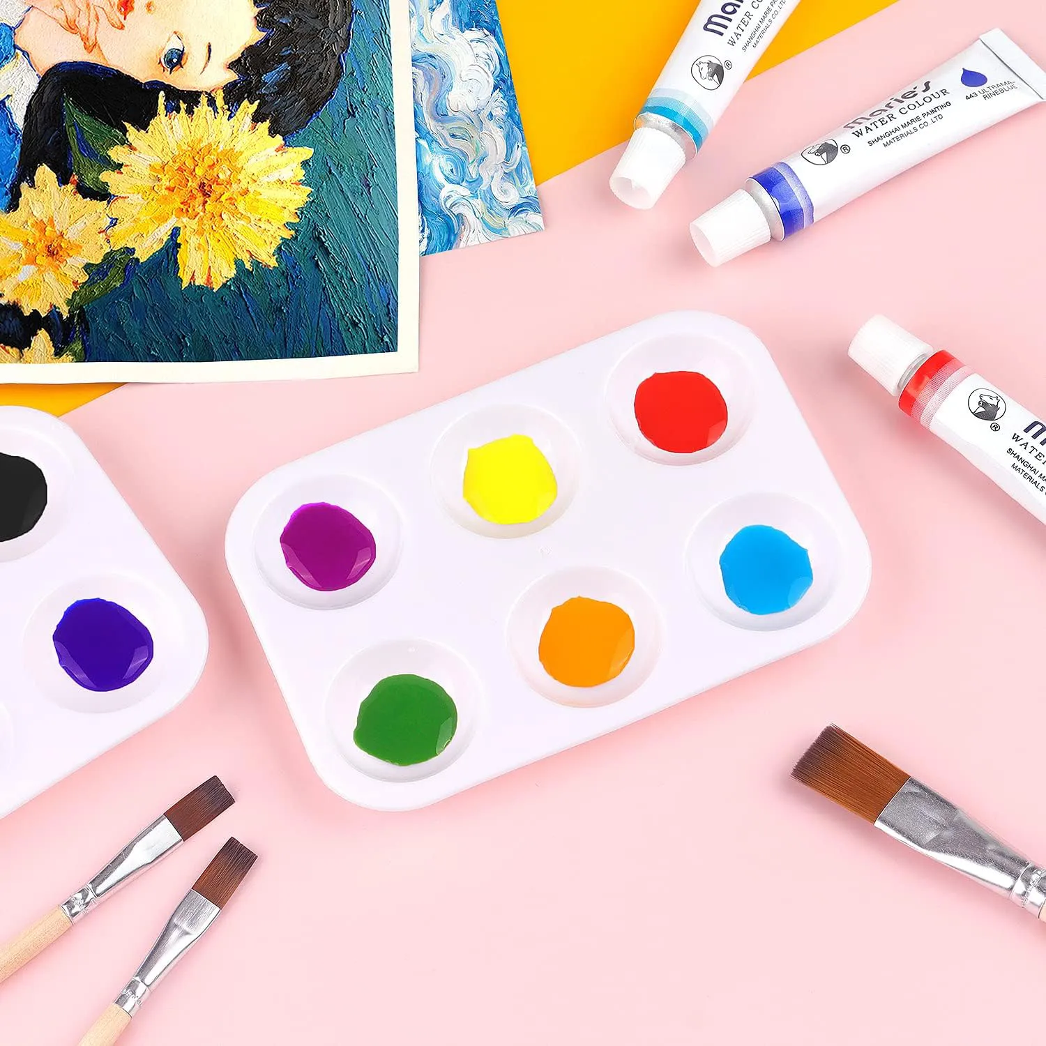 6 Hole Plastic Palette Painting and Doodling Watercolor Pigment Gouache Supplies Art Painting Paint Tray Oil Paint Accessories