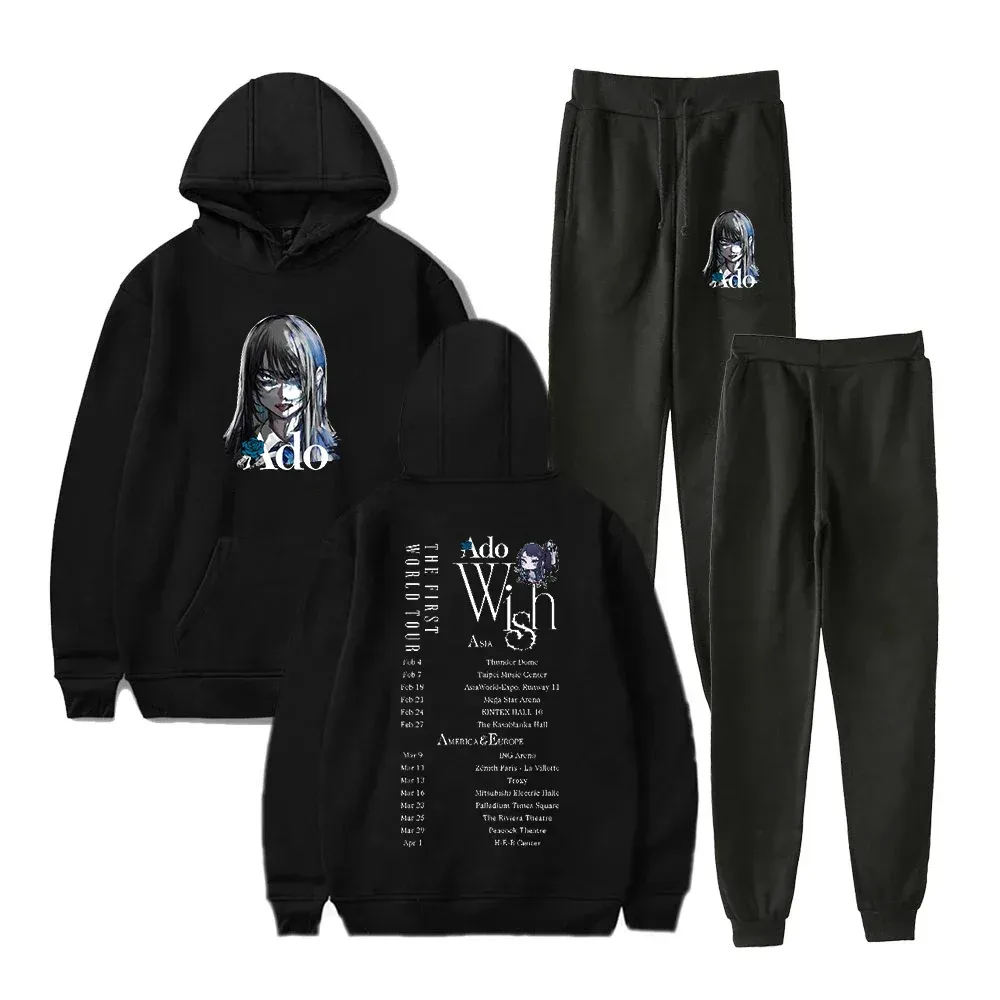 Ado Wish Tour Merch Tracksuit Men Set mode Sporting Suit Hooded Sweatshirt +Sweatpants Herrkläder 2 stycken Set Streetwear