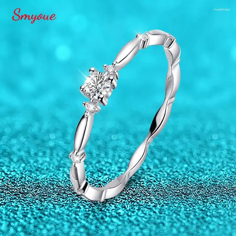 Cluster Rings Smyoue 0.1CT 3MM D Color Moissanite Ring For Women Stackable Lab Diamond Band Luxury Jewelry Original S925 Sterling Silver GRA