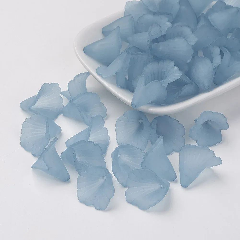 Beadthoven 100pcs Flower Acrylic Beads Caps Transparent