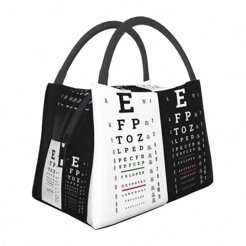 Snellen Chart Eye Test Isolated Lunch Bag Optometrist Optician CELEBLEAble Thermal Cooler Lunch Box For Women Kids Picnic Tote R8Z0#