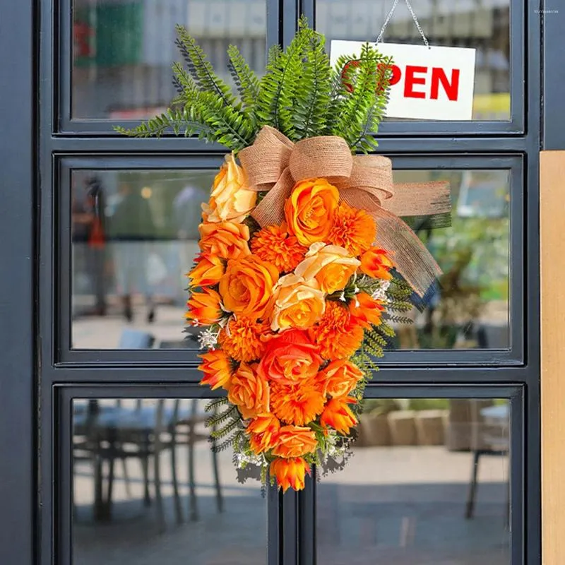 Decorative Flowers 1pc Creative Easter Carrot Pendant Door Simulation Flower Wreath For Outdoor Courtyard 50x22cm