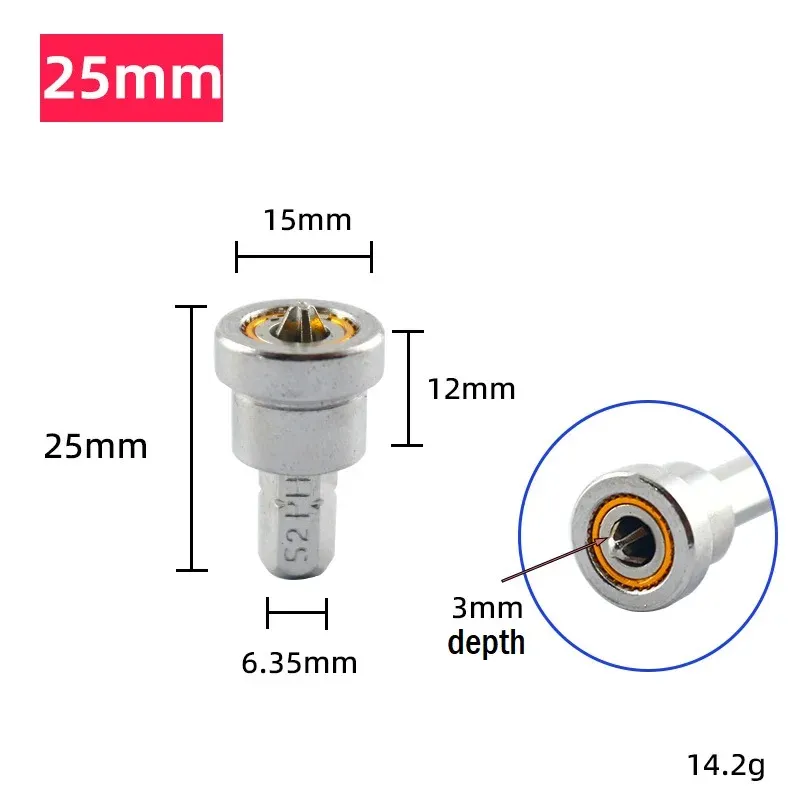 1/2pcs Bit di cacciavite di posizionamento del cartongesso con anello magnetico viti a gambo esagonale da 1/4 pollici che localizzano la testa del lotto per la lavorazione del legno