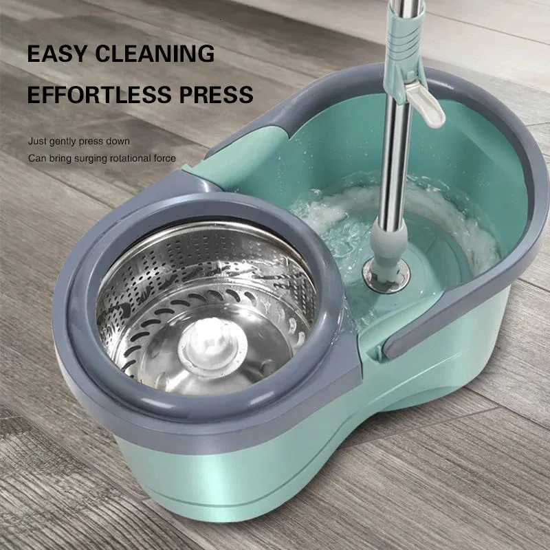 Automatic Spin Mop Hand Free Household Wooden Floor Cleaning Microfiber Pads Floor Mop with Bucket Magic Mop 240329