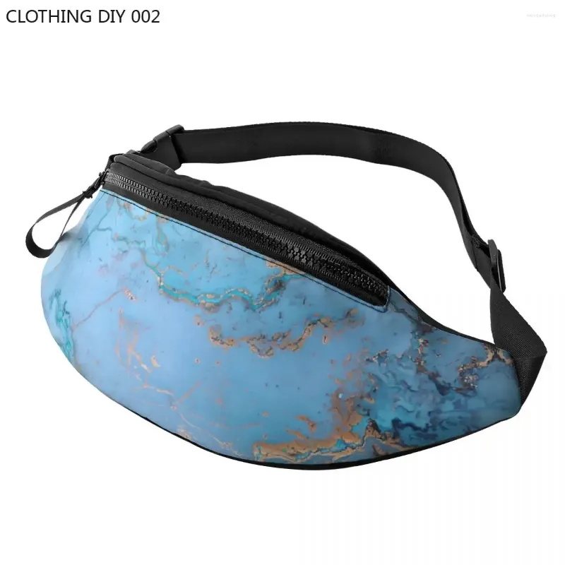 Sacos de cintura Azul Mármore Fanny Pack Homens Mulheres Cool Crossbody Bag para Correr Telefone Dinheiro Bolsa