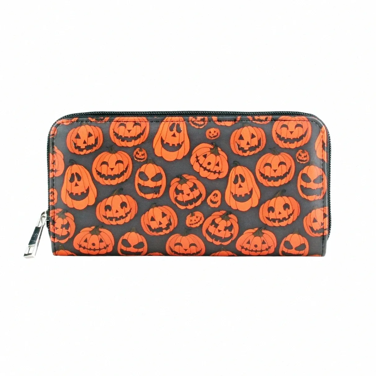 Gothic Pumpkin Wallet Women's Large Halloween Clutch, Zipper Card Holder  Coin Purse Stylish Fall Accessory