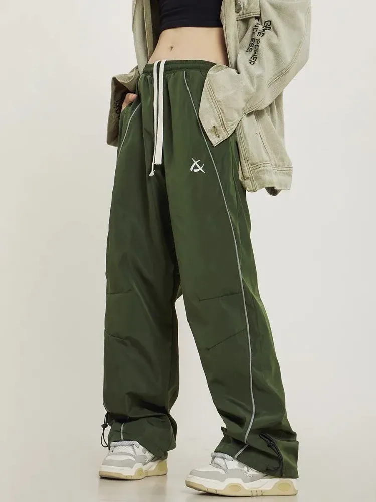 Y2k Baggy Green Sweatpants Cargo Pants Streetwear Y2k Track Pants