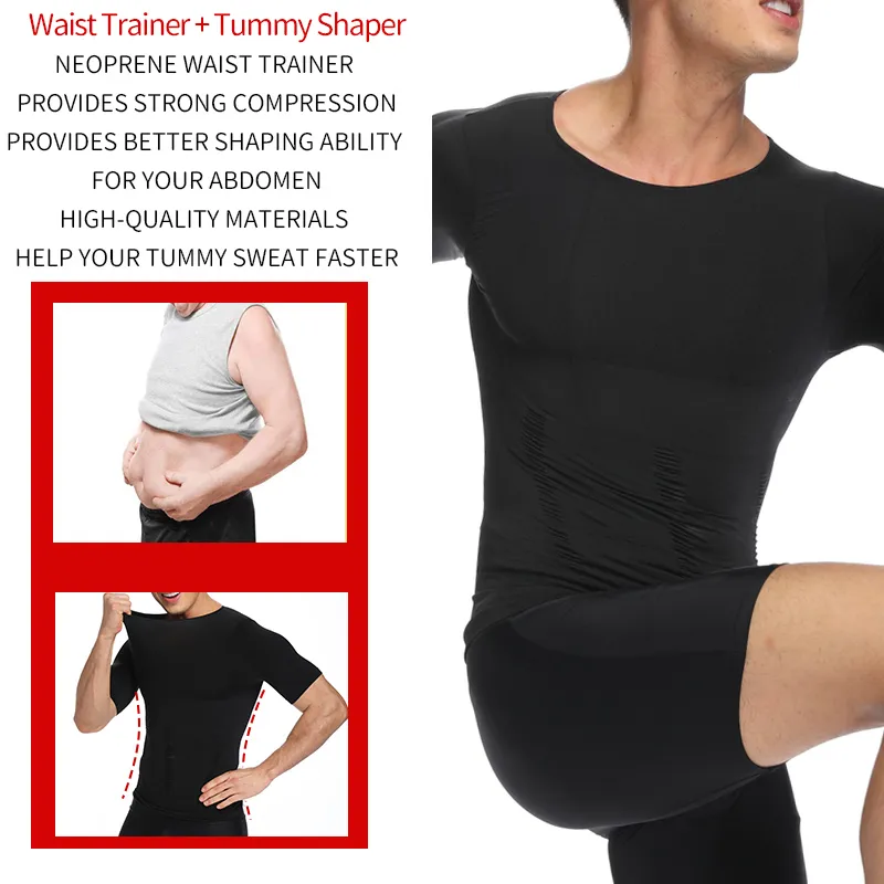 Mens Belly Control Shapewear With Waist Trainer And Posture Slimming