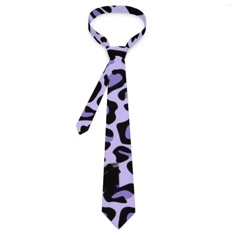 Papillon Cravatta leopardata maculata viola Stampa animalier Kawaii Collo divertente per unisex adulto Abbigliamento quotidiano Colletto Design Cravatta Accessori