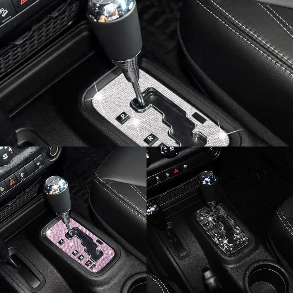 Upgrade Bling Crystal Car Gear Shift Box Trim Sticker Panel Cover For Jeep Wrangler JK JKU 2012-2018 Car Accessories Interior For Women