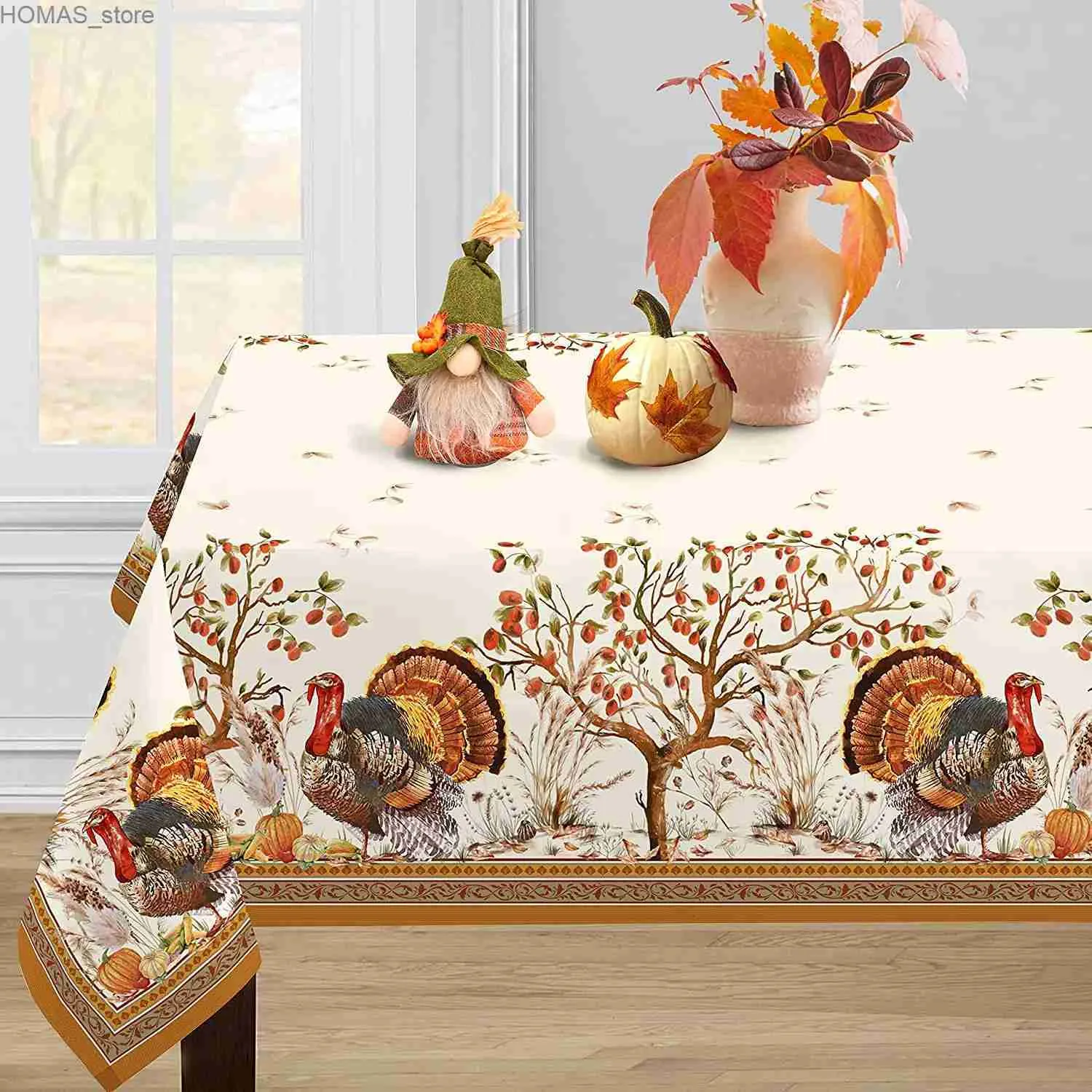 Tafelkast Thanksgiving Turkije pompoen rechthoek tafelkleed keukentafel decor herbruikbaar waterdichte tafelkleed bruiloftsfeestdecoraties y240401