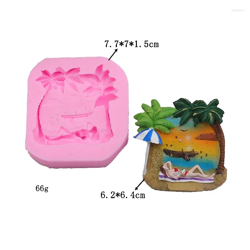 Baking Moulds Scenic Beach Coconut Tree Cookie Cutters Cooking Tools Fondant Biscuit Paste Mold Cake Decorating Resin Sugar Candy