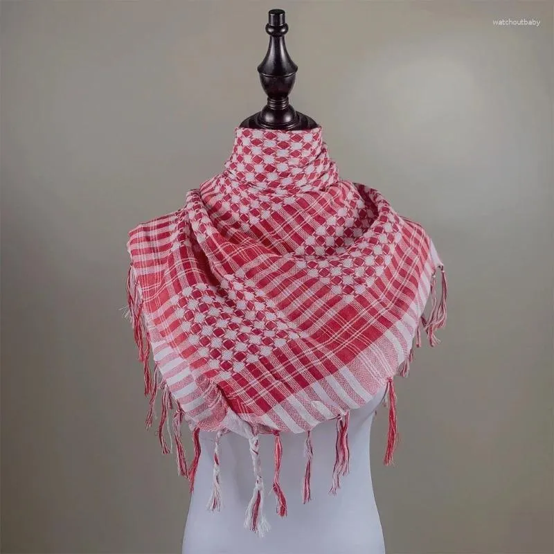 Foulards Shemagh Desert Foulard Colorblock Houndstooth Motif Arabe Keffiyeh Châle Wrap Avec Glands Bandana Head Wraps