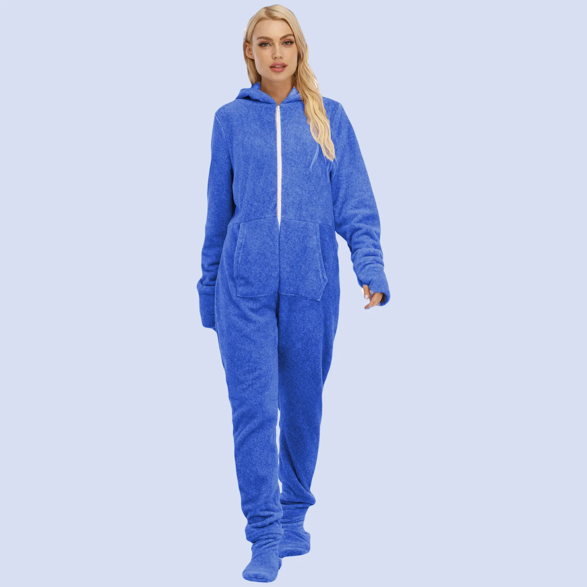 Blue Fleece Hooded Onesie With Pocket For Women Perfect For Cosplay And Teddy Sleepwear From Ddmymaster 46.69 DHgate.Com