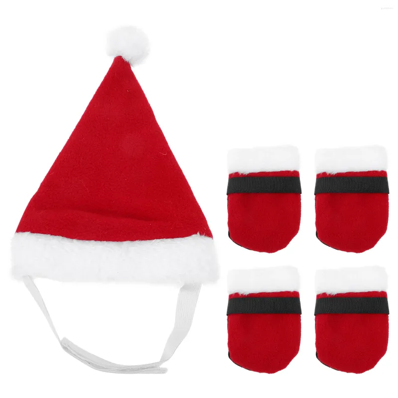 Vêtements pour chiens 1 ensemble de chaussettes de chapeau de Noël Santa Clause pour animaux de compagnie Costume de cosplay de chat