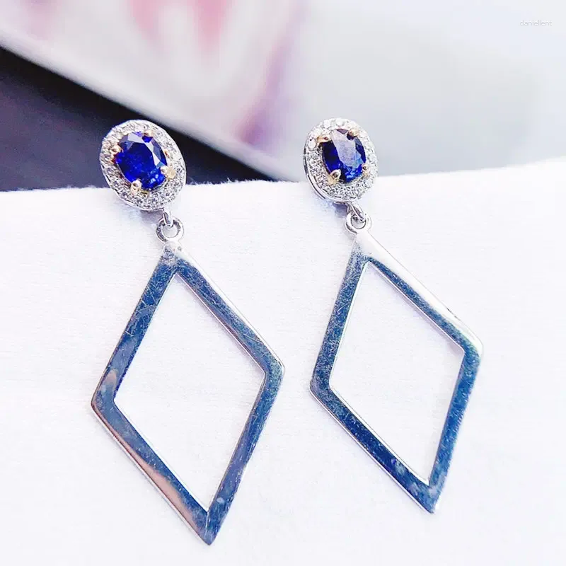 Oorknopjes Natuurlijke echte blauwe saffier Oorbel Ruitstijl 3,4 mm 0,35 ct 2 stuks Edelsteen 925 sterling zilver Fijne sieraden L243130