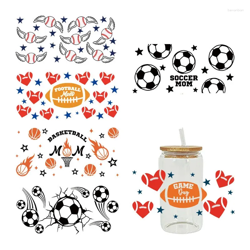 Window Stickers Football UV DTF Cup Wrap Transfers Waterproof för glasdekoration D5545