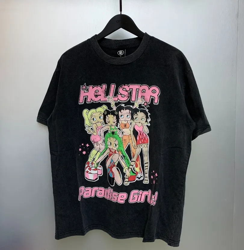 Hellstar shirt heren ontwerper vrouwen t-shirts straat korte mouw hipster t shirt gewassen stof street graffiti letters folie print vintage zwarte losse tees us s-xl 34