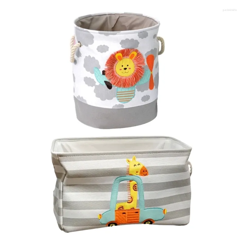 Sacs à linge imperméables toile organisateur Lions girafe seau avec poignées parfait pour garçons filles jouet pépinière panier cadeau 87HA