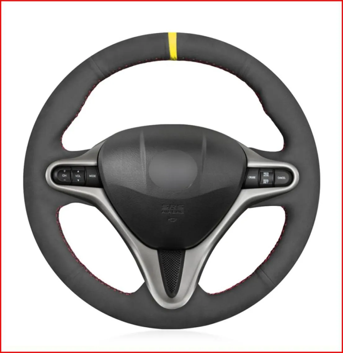 Black Suede Hand Sew Steering hjulskydd för Honda Civic Civic 8 2006 2007 20082010 2011 3Spoke Accessories9769759