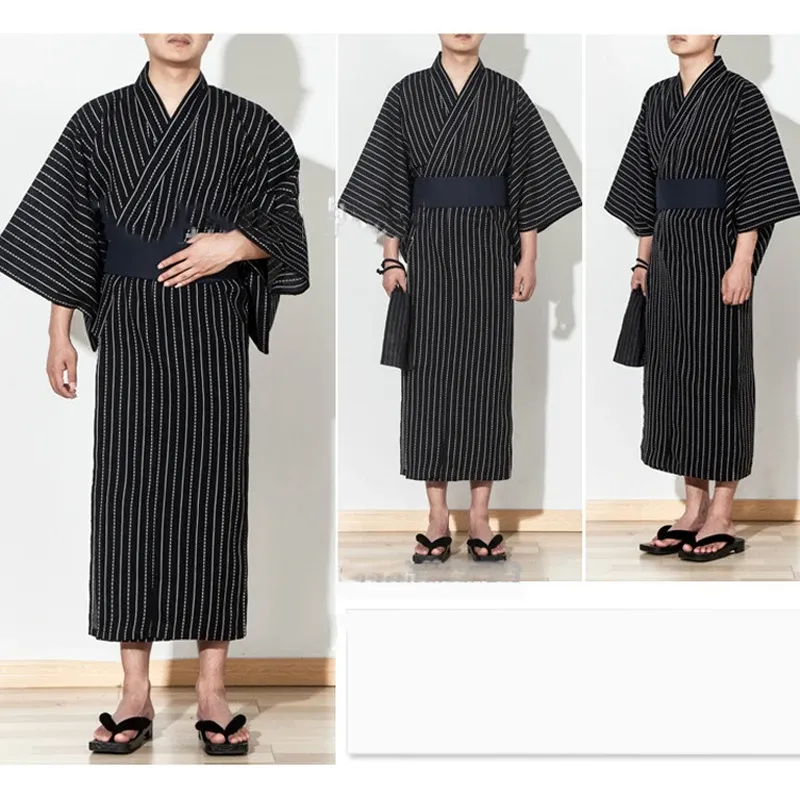 Men's Japanese Traditional Yukata Bathrobe - Comfortable Hekoobi Style ...