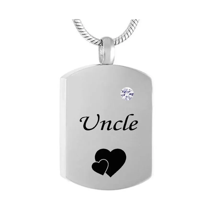 Collana quadrata di gioielli di moda per zio Birthstone Nome personalizzato Ciondolo in acciaio inossidabile Collana con urna crematoria Gioielli218K