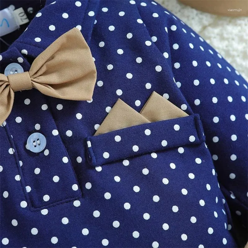 Clothing Sets Infant Baby Boy Tuxedo Clothes Set Long Sleeve Gentleman Outfits Suspender Pants Bowtie Beret Hat Wedding Dress Suit