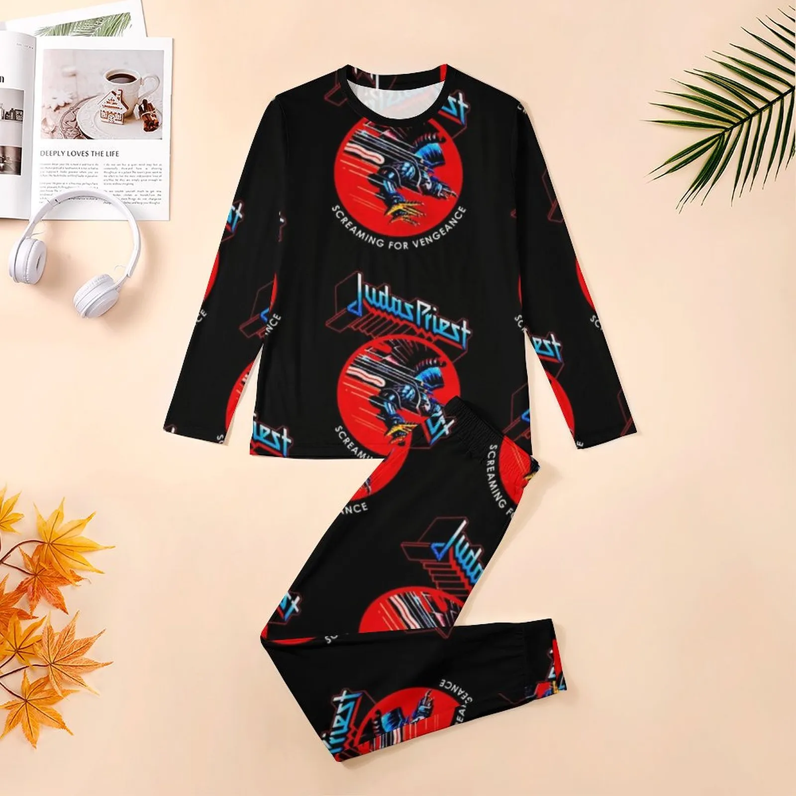 Judas Priest Pajamas Mens Long Sleeve Satin Pajama Set