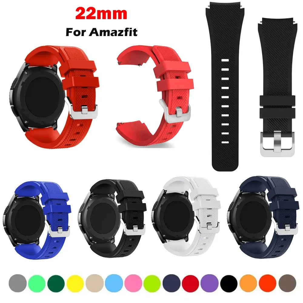 5 Cinturini Silicone 22mm Per Amazfit | Compatibili Bip 5, Cheetah, GTR 4/3/2, Zepp Z