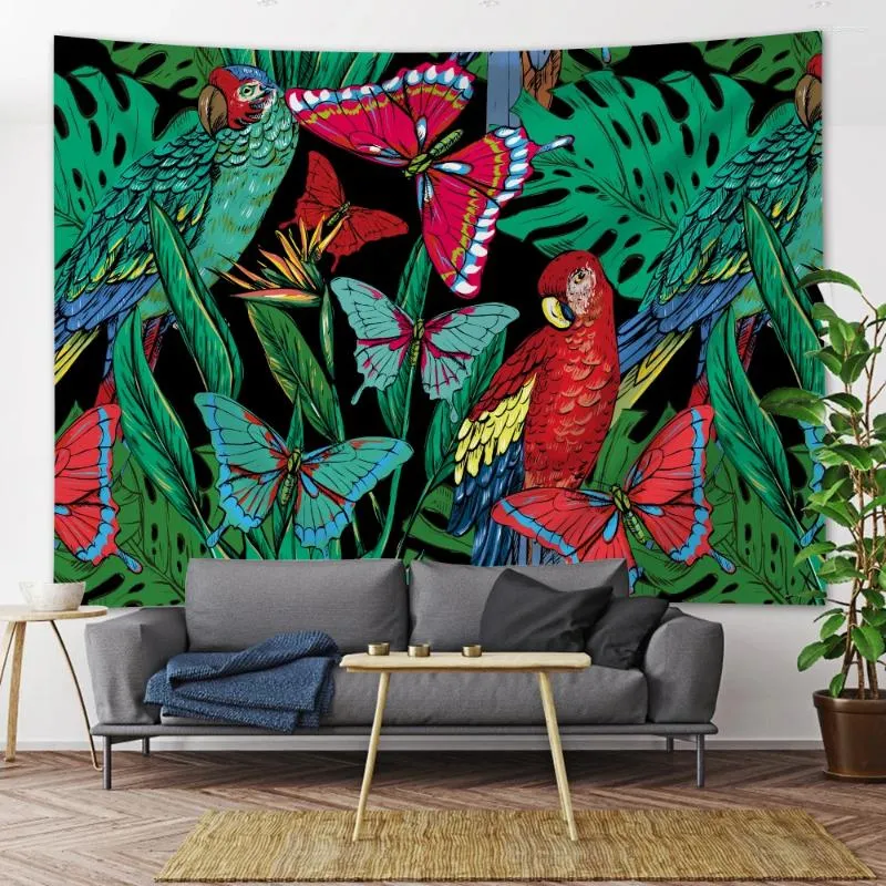 Tapisserier Pretty Animal Floral Wall Hanging Bedroom Decor Boho Hippie Home Art Tapestry Bakgrund Tyg Yoga Mat Nark