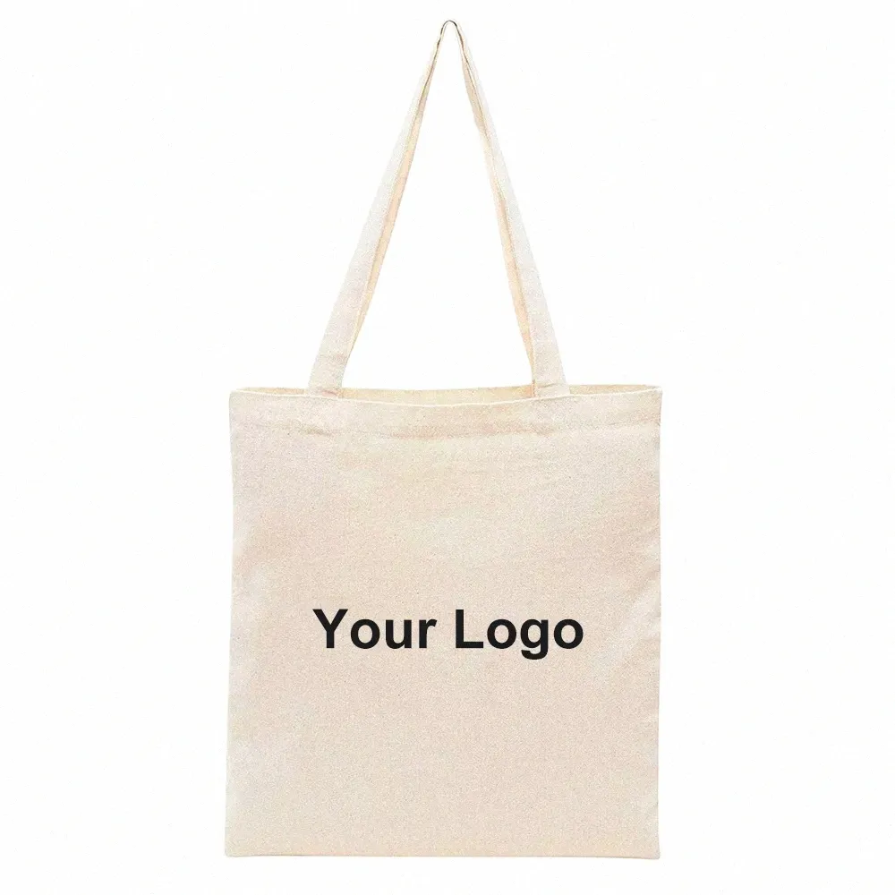 Vendita calda all'ingrosso 100 pz/lotto Eco Friendly Cott Shop Canvas Tote Bag con logo stampato personalizzato Y07k #