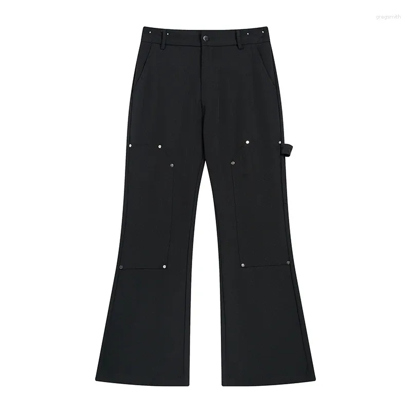 Pantalon femme taille élastique concepteur Rivet noir pantalon évasé pour femmes filles 2000s pantalon de survêtement bureau Style coréen