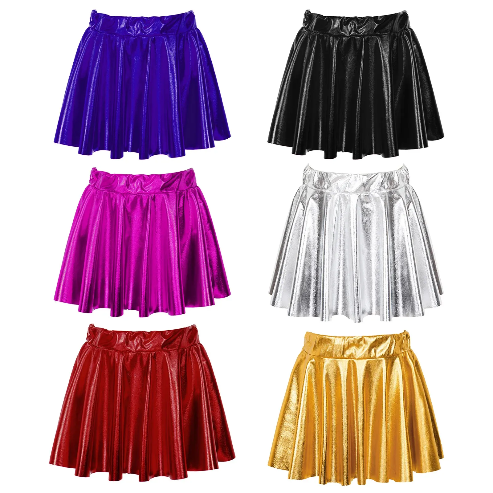 Girls Shiny Metallic Pleated Tutu Skirt for Dance: Hip Hop, Jazz